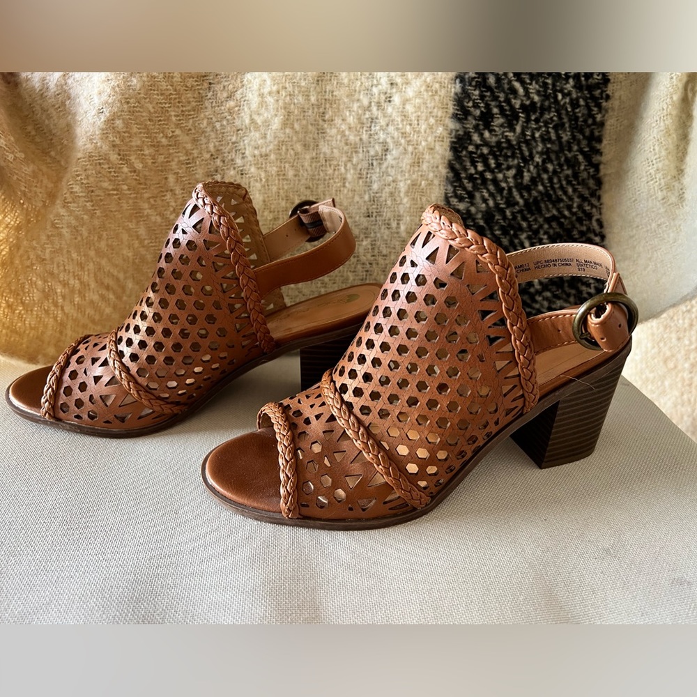 Big Buddha Woven Peep Toe Sandal- 3 inch heel